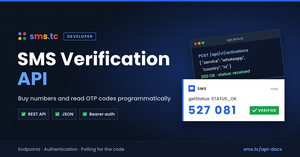 SMS Verification API: Integrate sms.tc in Minutes (2026 Guide)